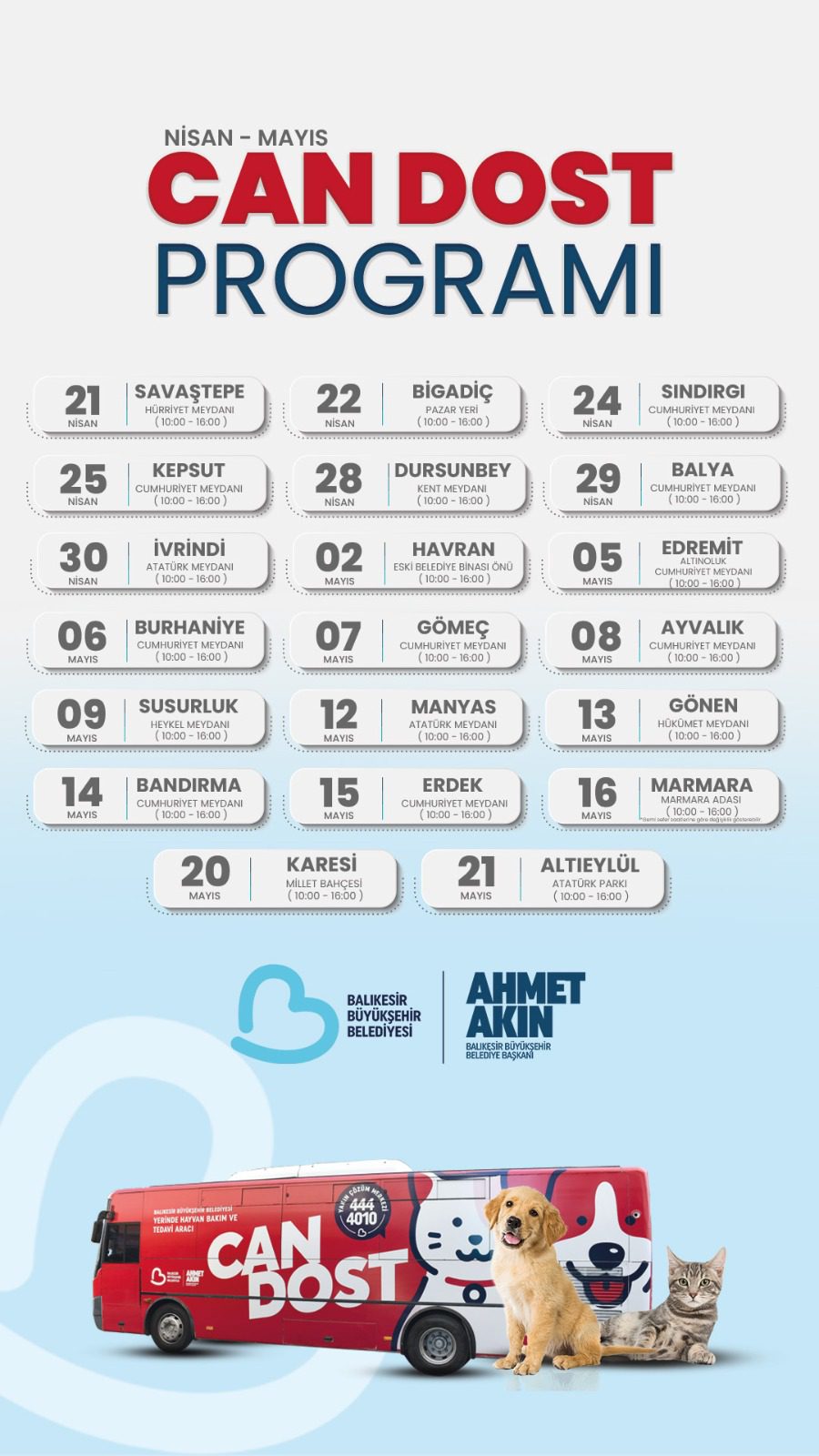 Can Dost un Nisan Mayıs takvimi belli oldu