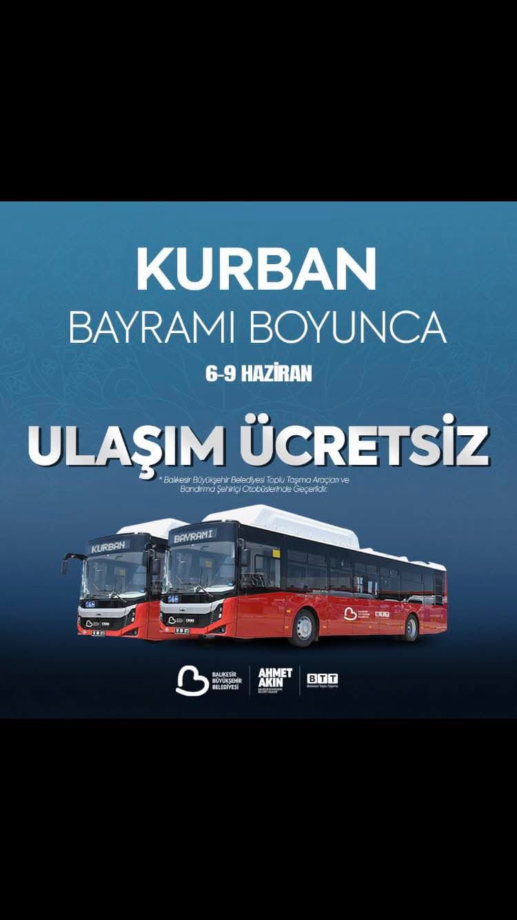 BİGADİÇ İLÇE BAŞKANI TÜRKER YILMAZ: “KURBAN BAYRAMI BOYUNCA ULAŞIM ÜCRETSİZ OLACAK”