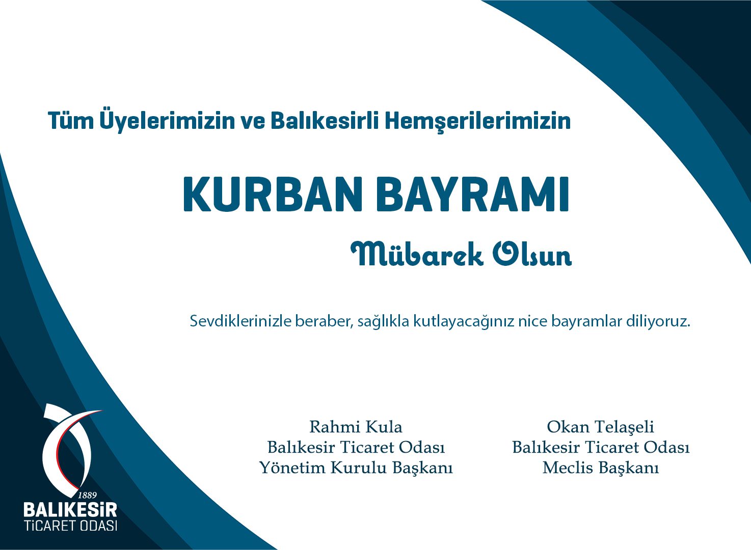 Balıkesir Ticaret Odası Başkanlığı’nın Kurban Bayramı kutlama mesajı