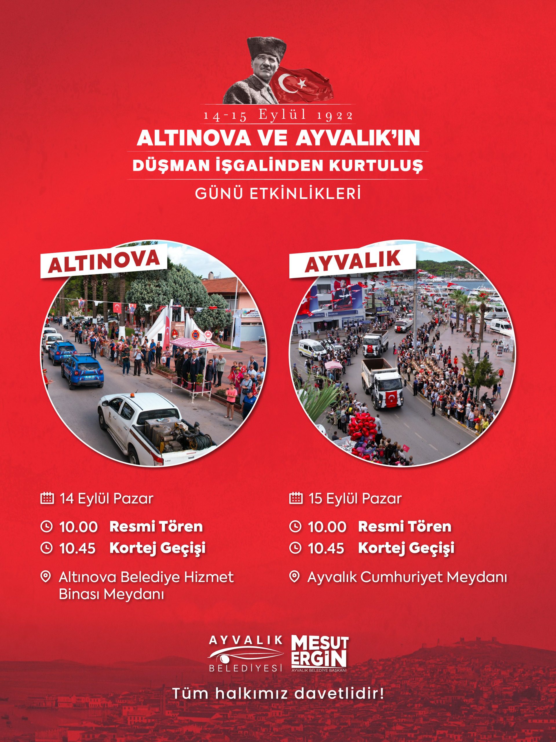 Altınova ve Ayvalık’ın düşman işgalinden kurtuluşunun 103’üncü yıl dönümü çeşitli etkinliklerle kutlanacak.