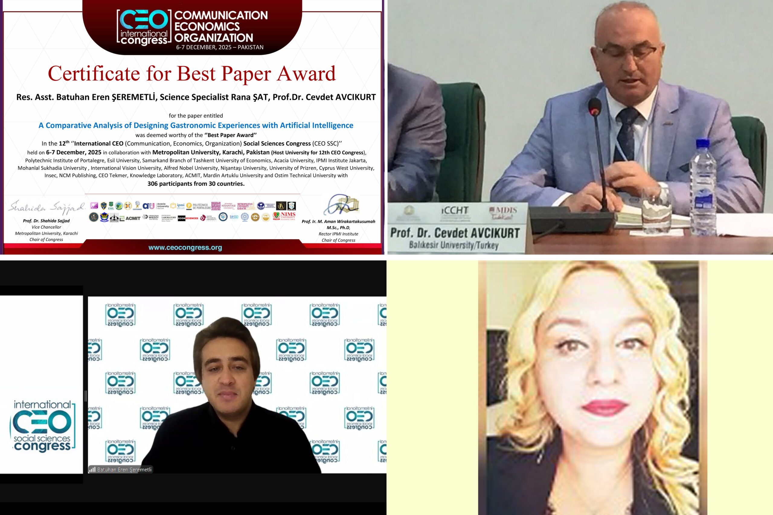 BAÜN Akademisyenlerinin Yapay Zeka Destekli Gastronomi Çalışmasına “En İyi Bildiri” Ödülü