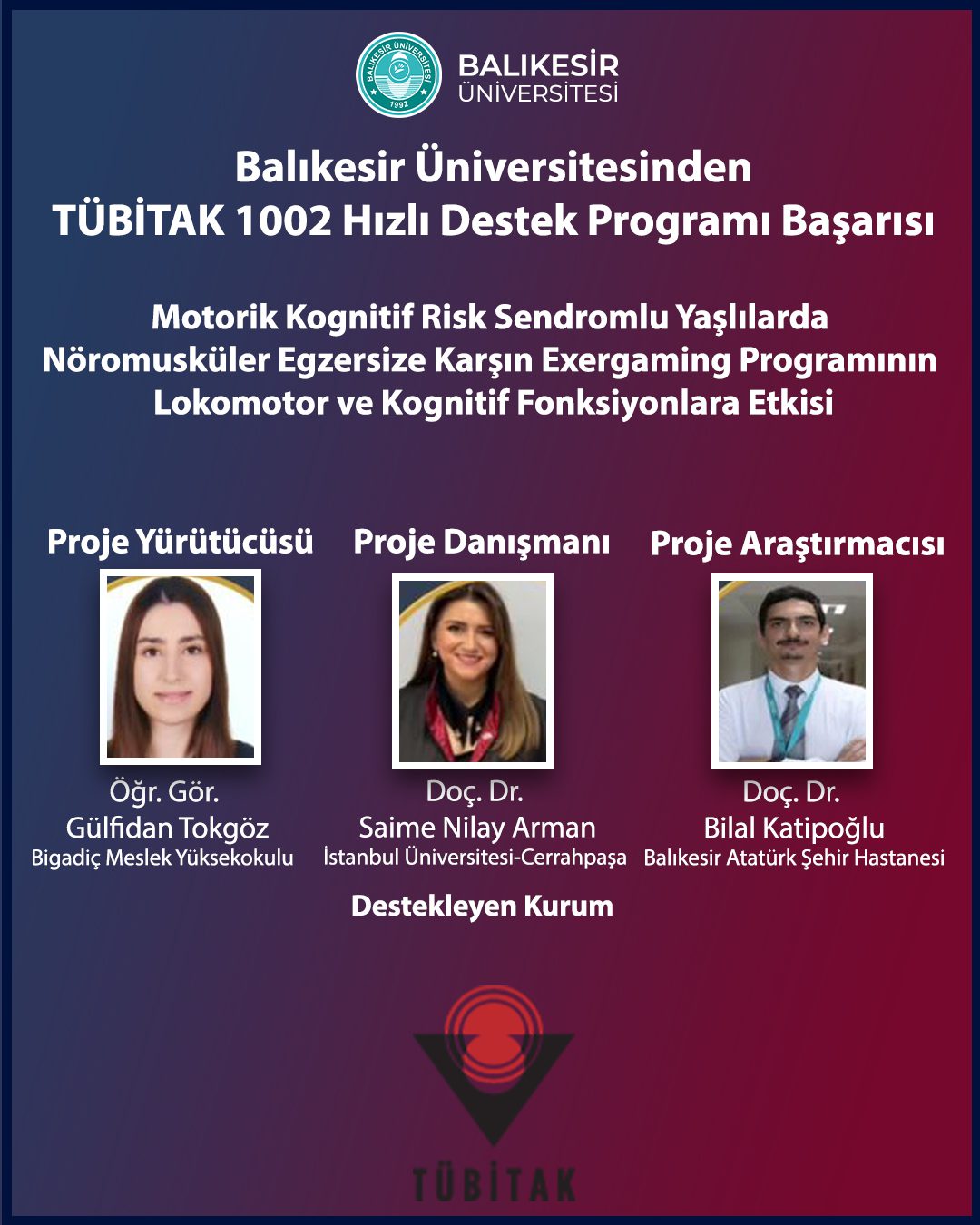 Balıkesir Üniversitesinden TÜBİTAK 1002 Hızlı Destek Programı Proje Başarısı