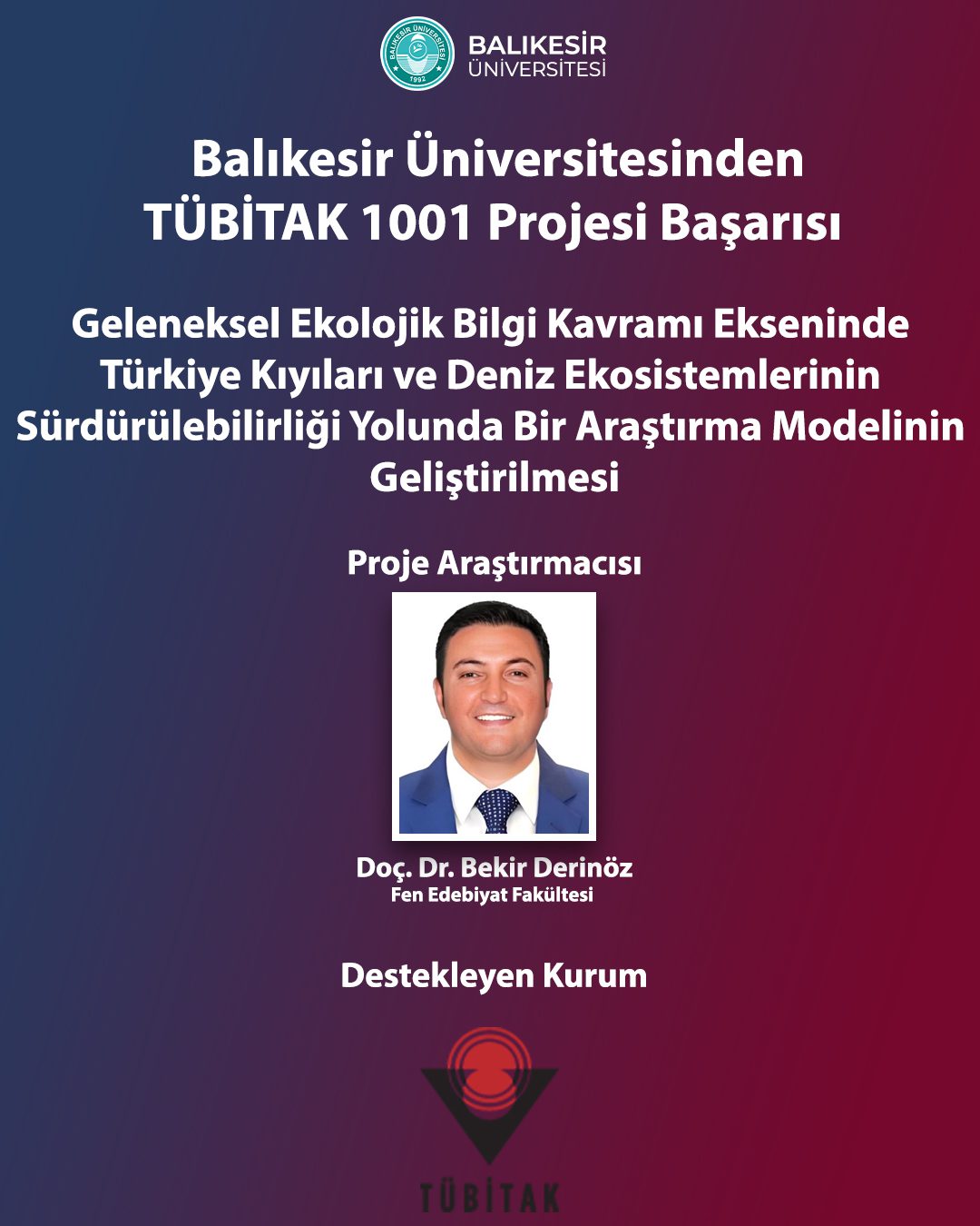 Balıkesir Üniversitesinden TÜBİTAK 1001 Sosyal ve Beşerî Bilimler Araştırma Destek  Programı (SOBAG) Proje Başarısı