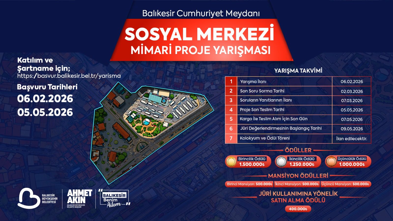 Balıkesir, Cumhuriyet Meydanı Sosyal Merkezi Mimari Proje Yarışmasına hazırlanıyor
