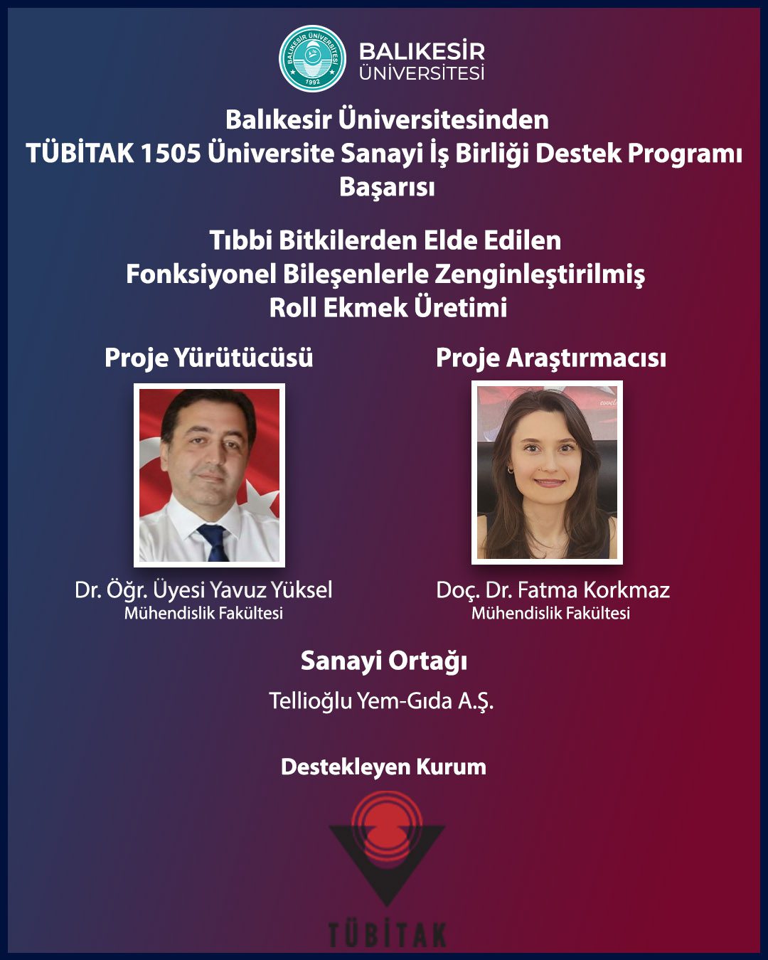 Balıkesir Üniversitesinden, TÜBİTAK 1505 Projesi Başarısı